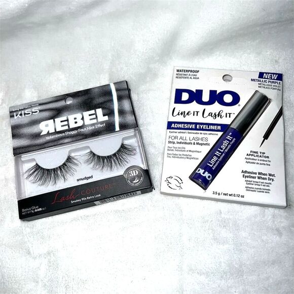 KISS Lash Couture Rebel Set & DUO Adhesive Eyeliner Purple Full Volume - Picture 1 of 5